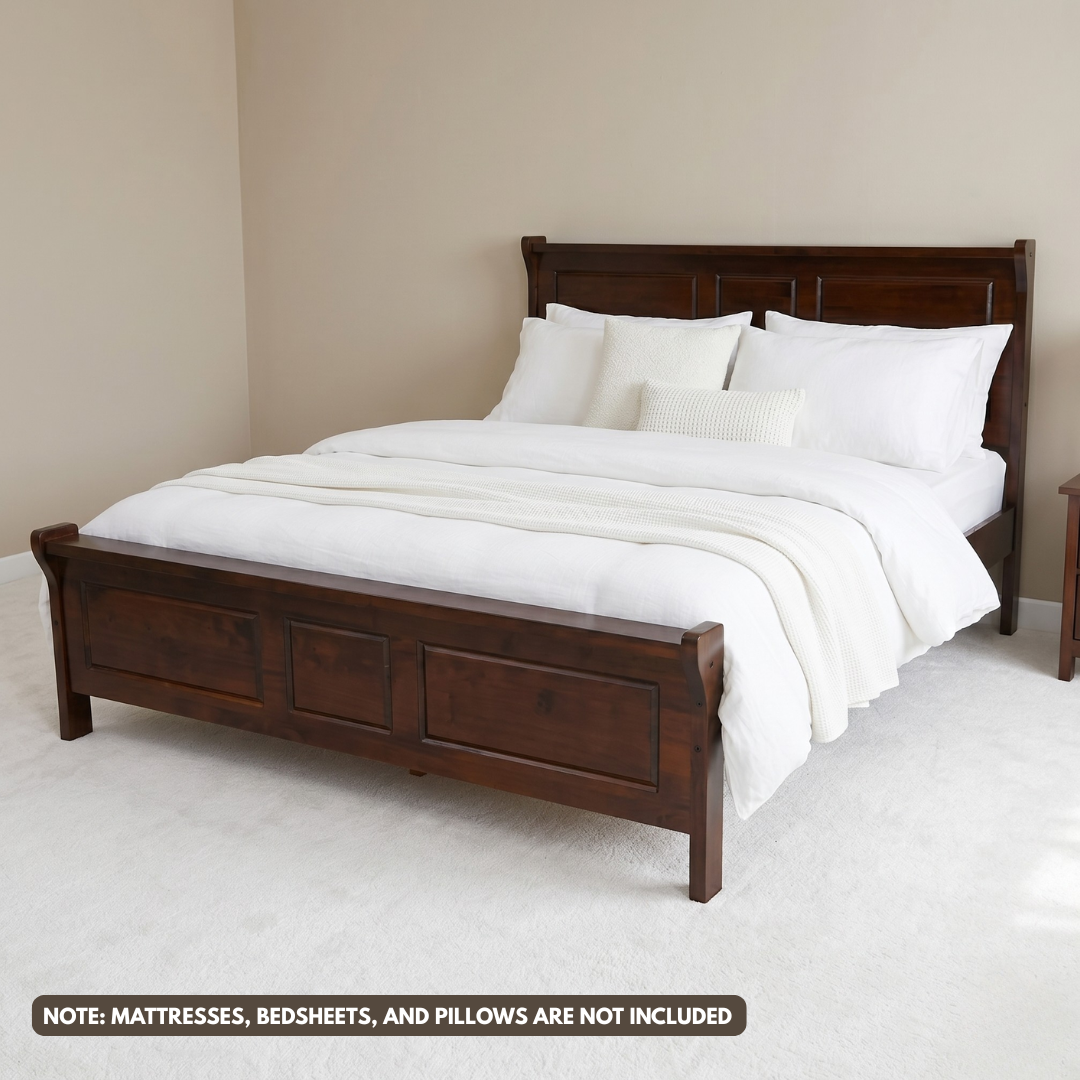 Julieta Modern Bed Frame | Premium Hardwood in Warm Walnut Finish, Multiple Sizes