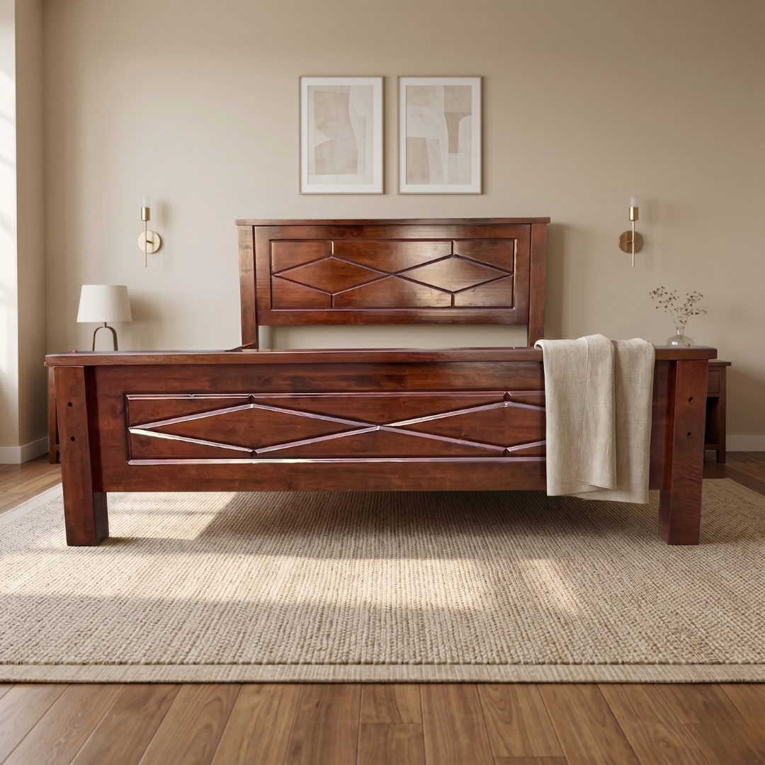 Diana Modern Bed Frame | Premium Hardwood in Warm Walnut Finish, Multiple Sizes