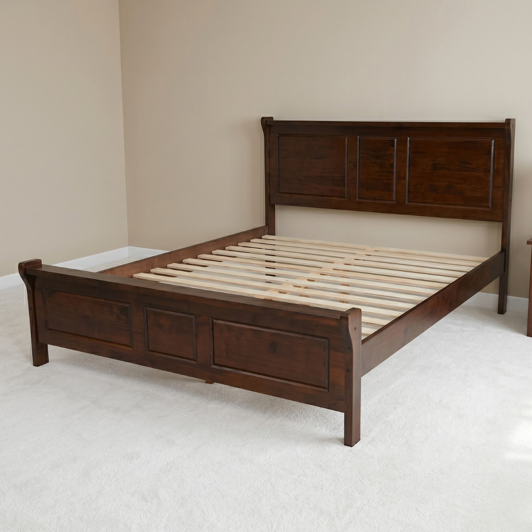 Julieta Modern Bed Frame | Premium Hardwood in Warm Walnut Finish, Multiple Sizes