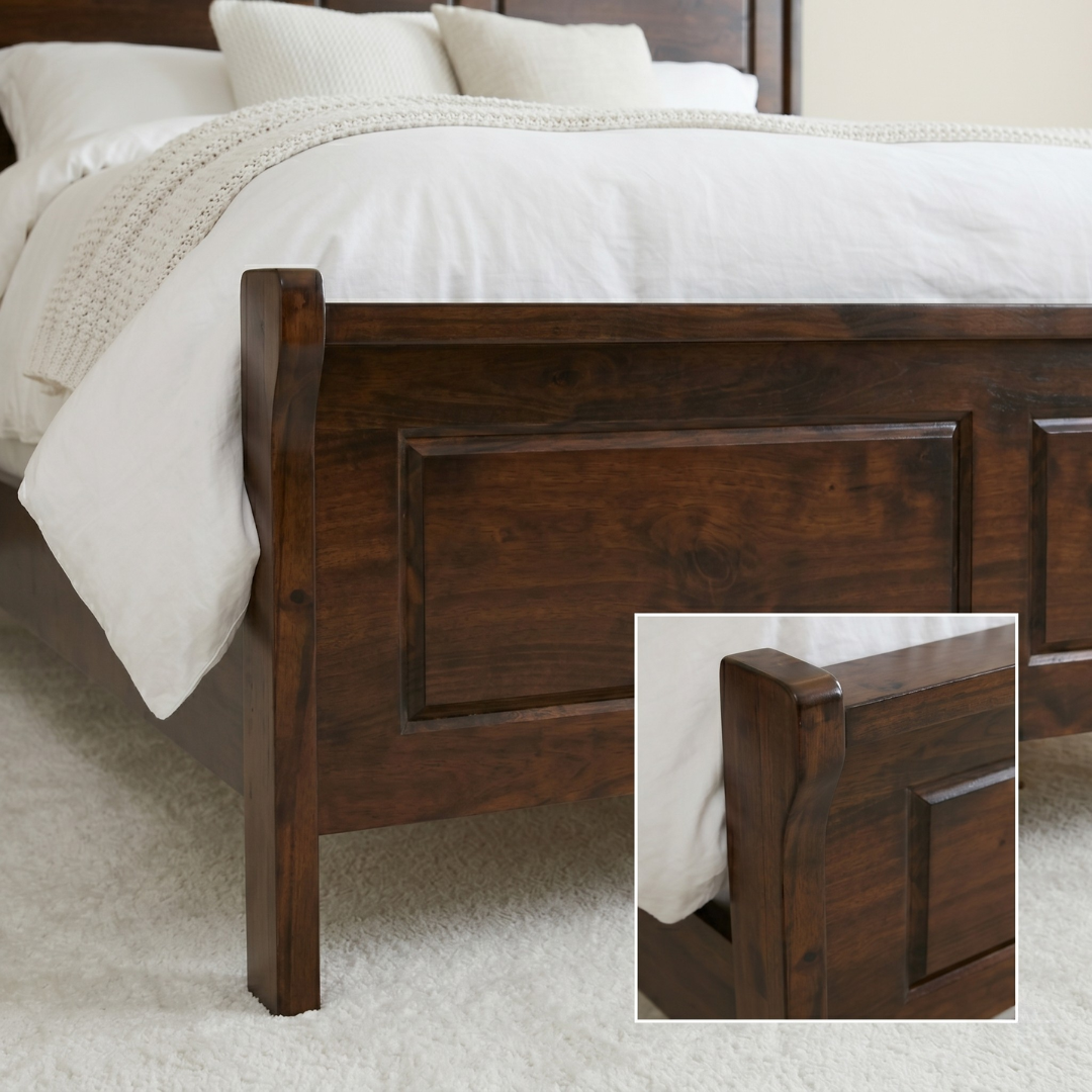 Julieta Modern Bed Frame | Premium Hardwood in Warm Walnut Finish, Multiple Sizes