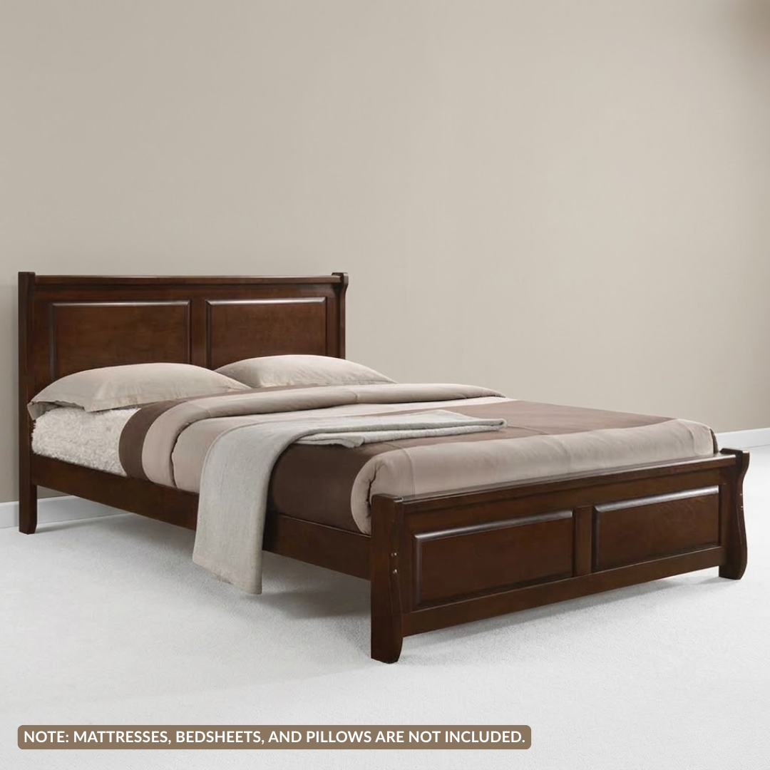 Charlie Bed | Solid Wood Panel Bed in Rich Espresso Finish – Twin to King Sizes