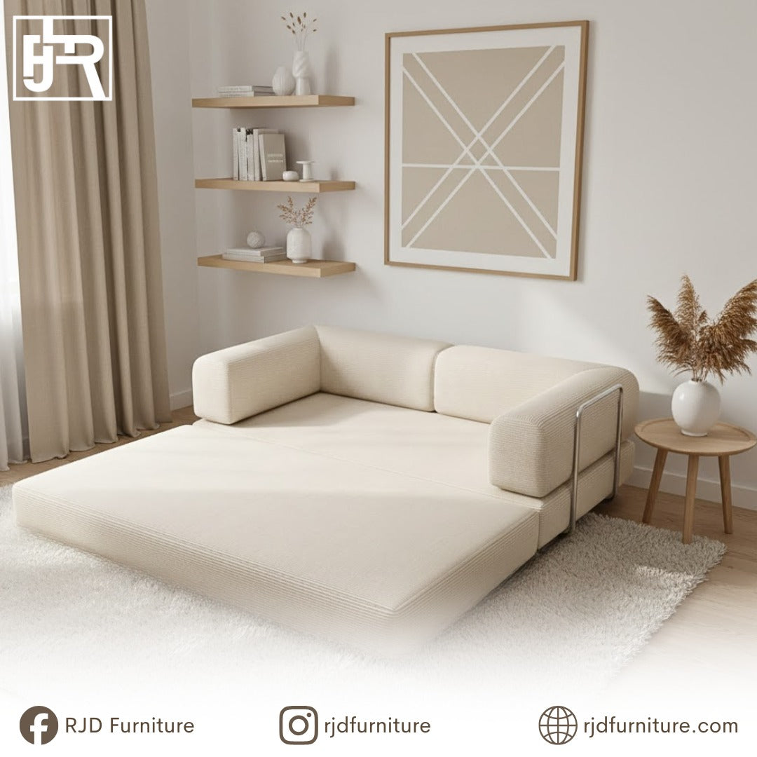 Elle Compressed Sofa | Modular Foam Sofa Bed with Soft Fabric and Flexible Design