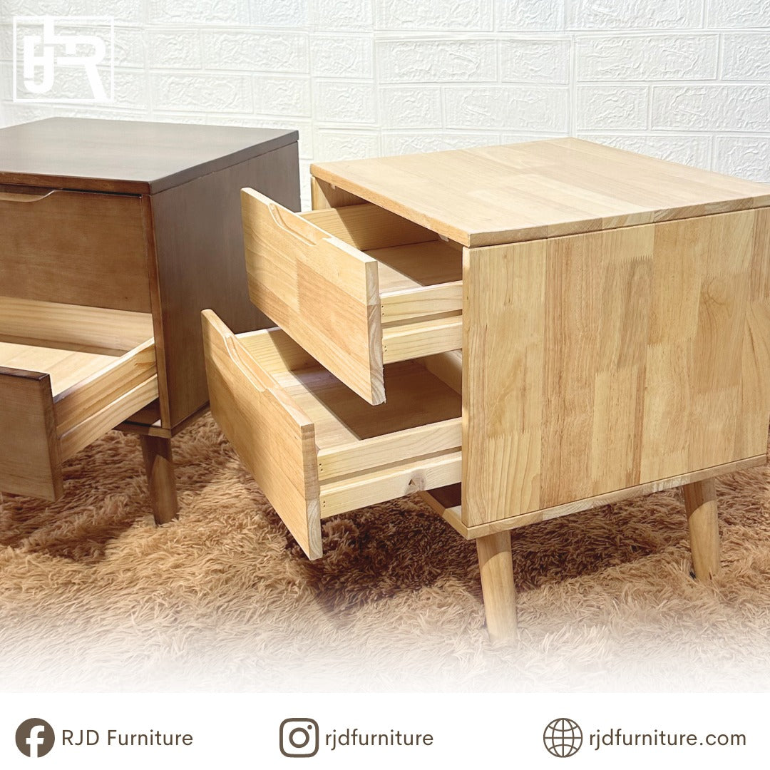 Ryan Side Table | Modern Minimalist Nightstand with Drawers and Space Saving Design
