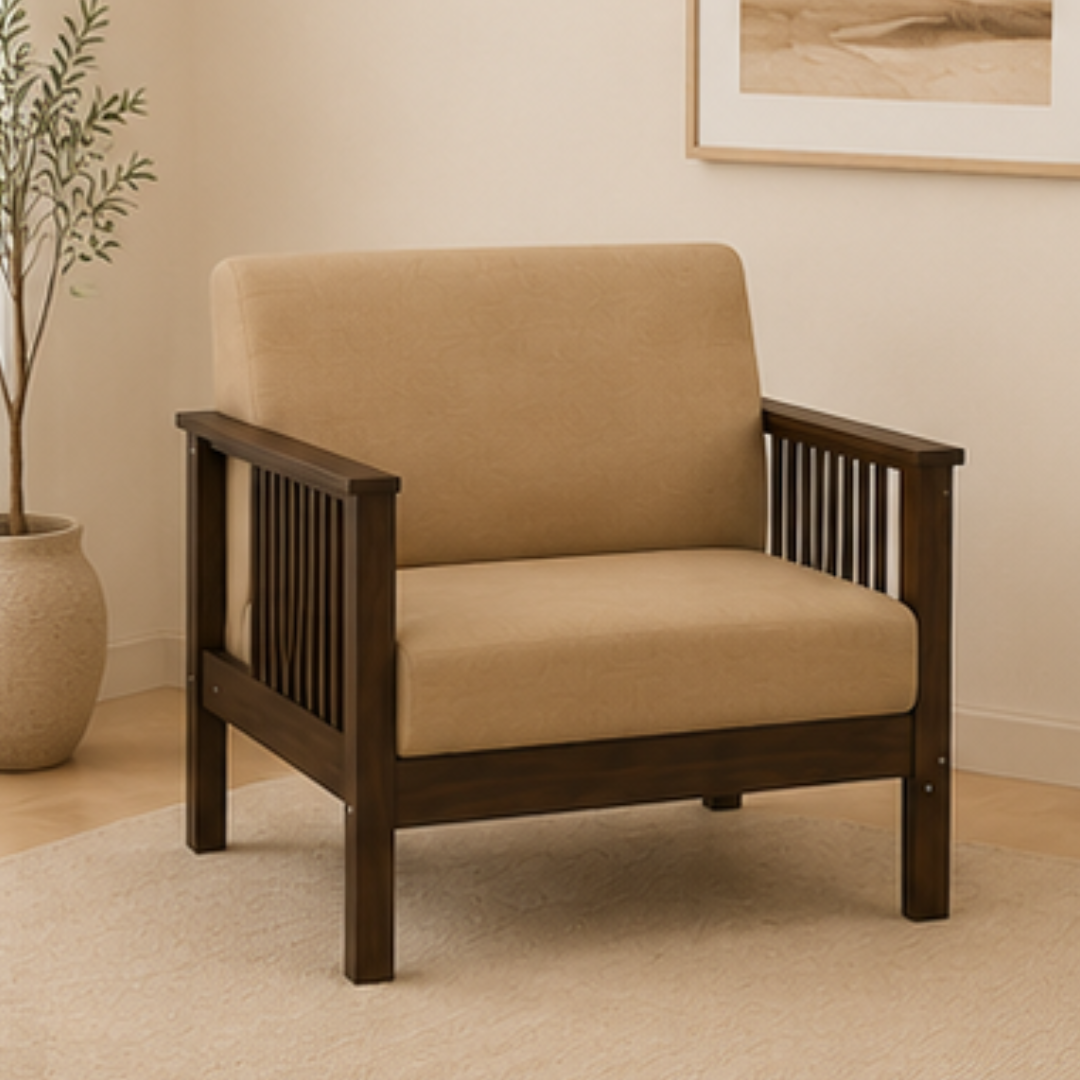 Elsa Sala Set | Solid Mahogany Living Room Set with Premium Fabric Upholstery