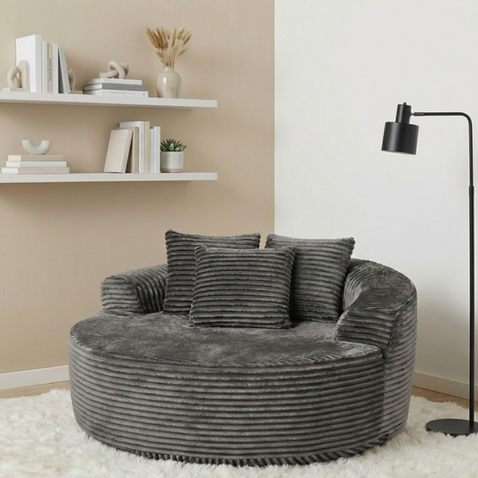 OLAF Compressed Sofa | Rounded Fabric Sofa with 100% Foam Cushion