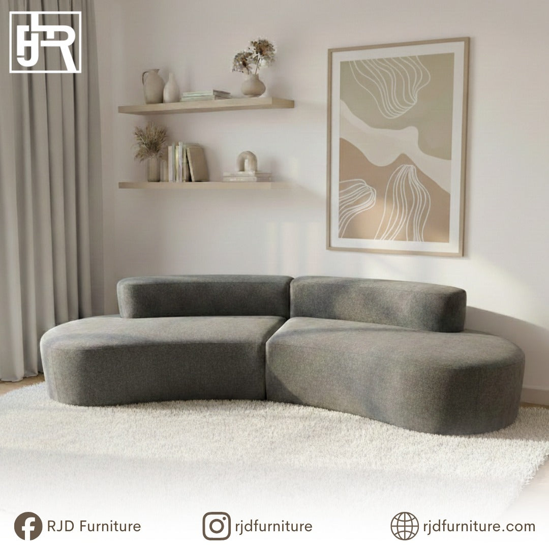 Zia Curve Shaped Sofa | Modern Curved Sofa with Soft Fabric and Foam Comfort