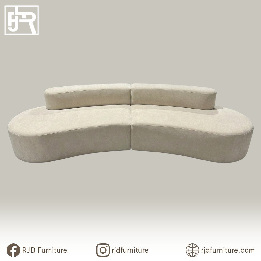 Zia Curve Shaped Sofa | Modern Curved Sofa with Soft Fabric and Foam Comfort