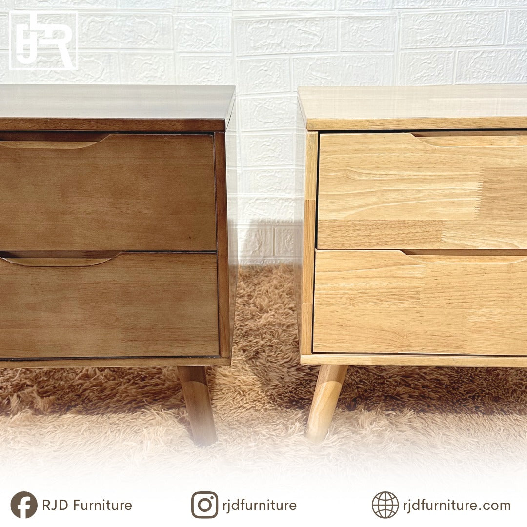 Ryan Side Table | Modern Minimalist Nightstand with Drawers and Space Saving Design