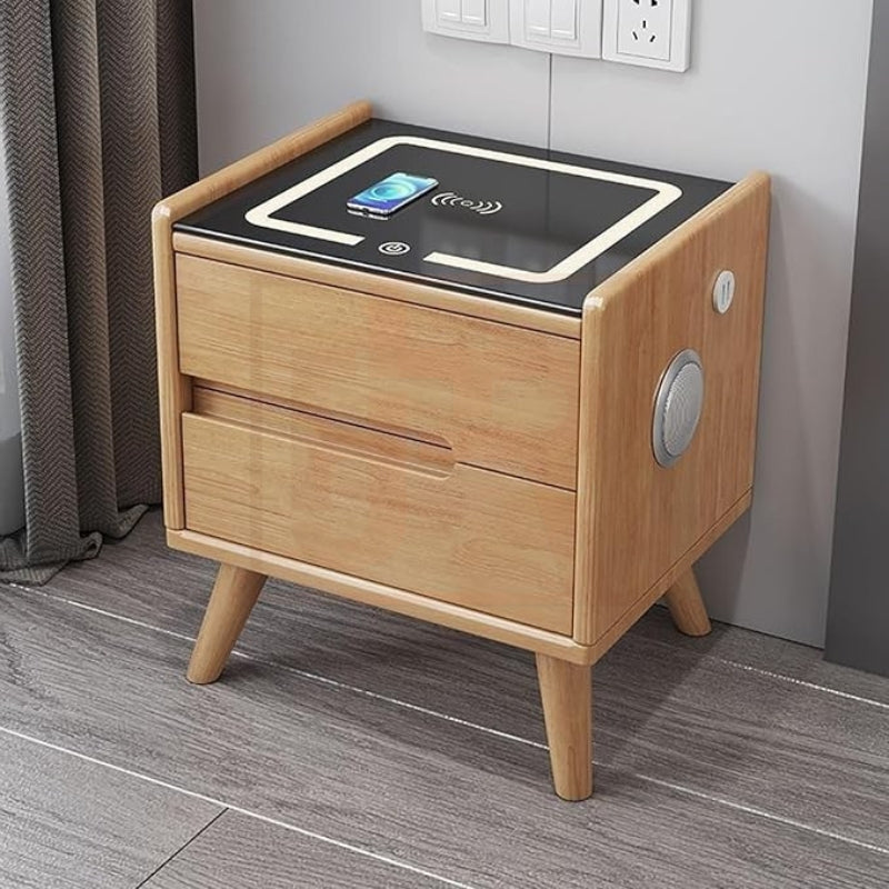 TRICIA Smart Side Table | 2-Drawer Charging Table with Bluetooth Speaker & LED Light
