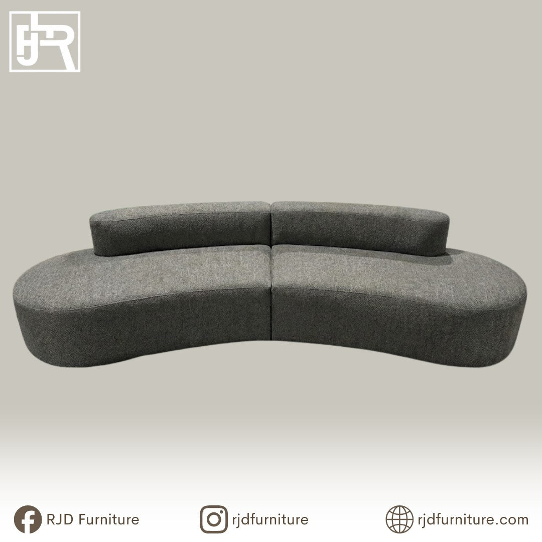 Zia Curve Shaped Sofa | Modern Curved Sofa with Soft Fabric and Foam Comfort