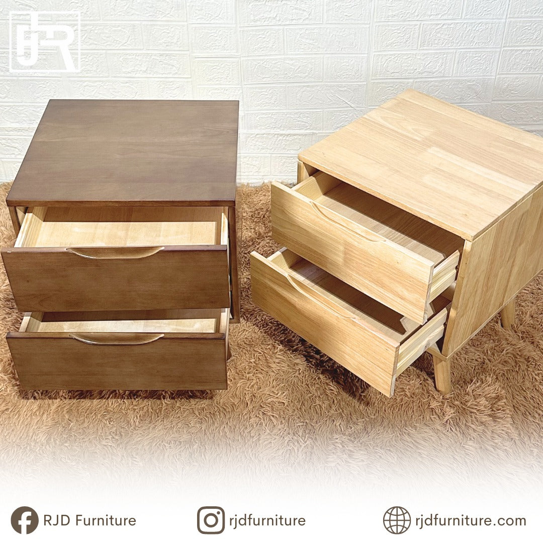 Ryan Side Table | Modern Minimalist Nightstand with Drawers and Space Saving Design