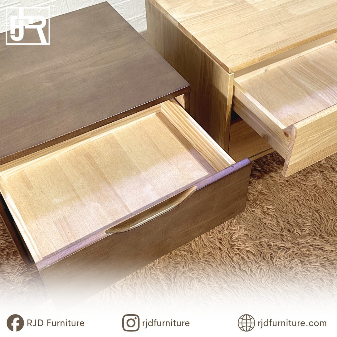 Ryan Side Table | Modern Minimalist Nightstand with Drawers and Space Saving Design