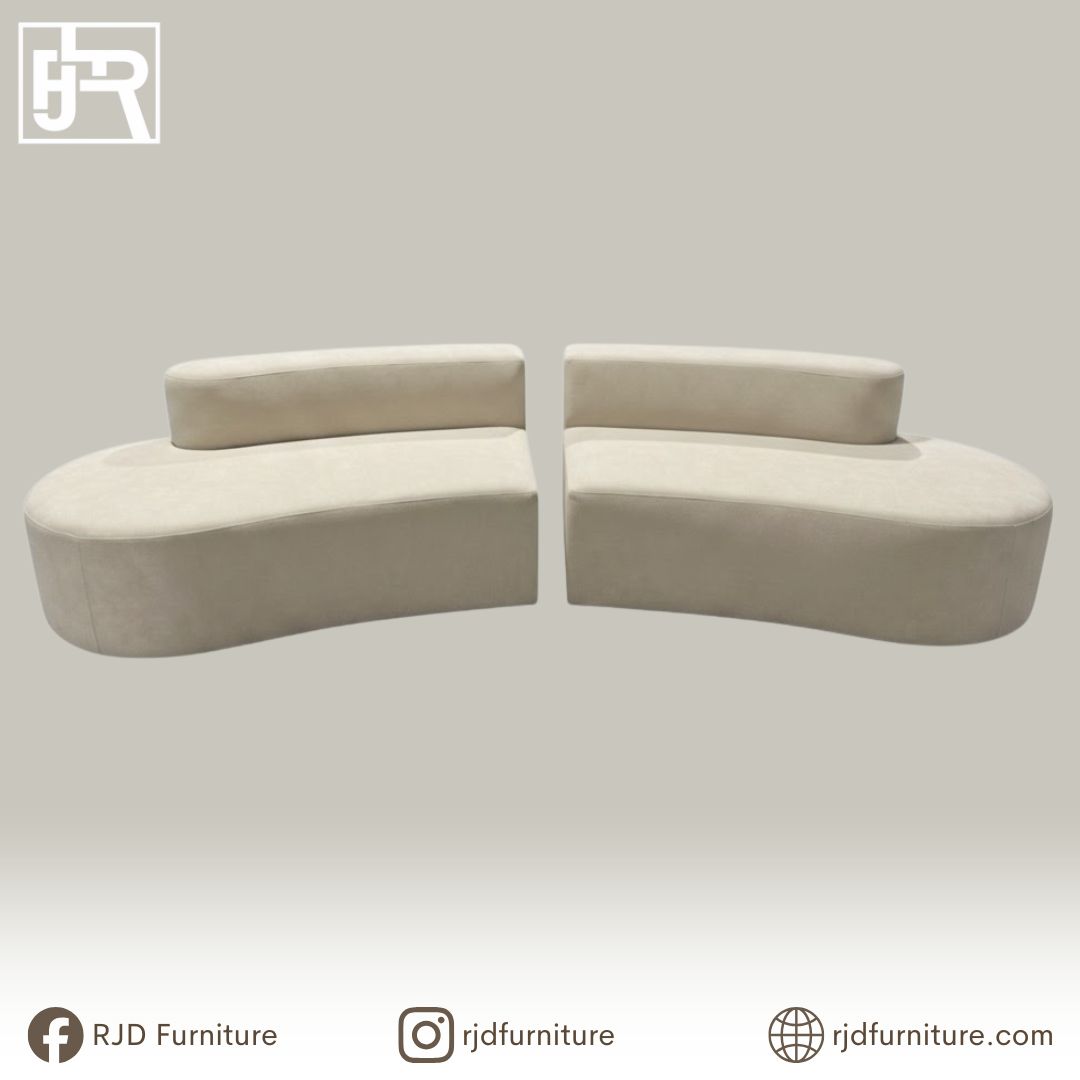 Zia Curve Shaped Sofa | Modern Curved Sofa with Soft Fabric and Foam Comfort
