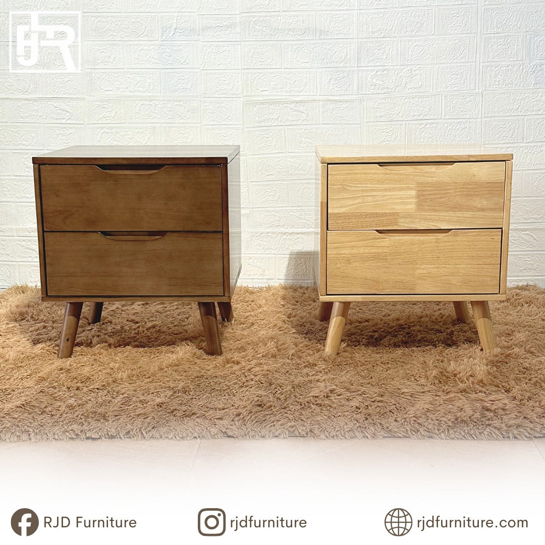 Ryan Side Table | Modern Minimalist Nightstand with Drawers and Space Saving Design