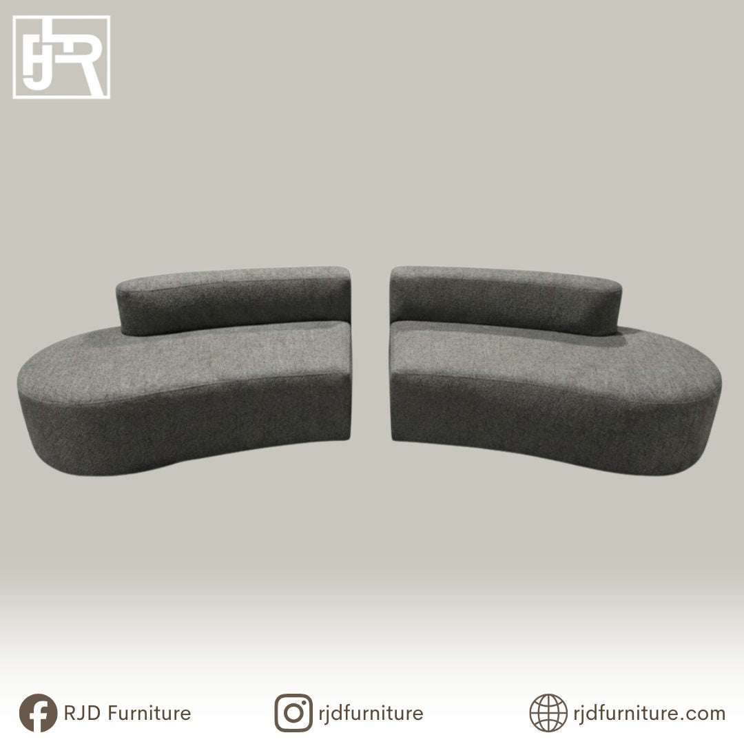 Zia Curve Shaped Sofa | Modern Curved Sofa with Soft Fabric and Foam Comfort