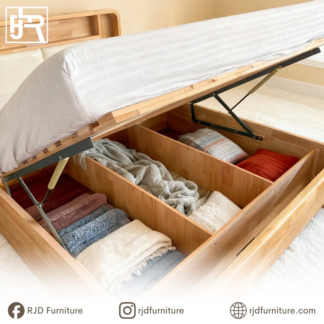 Ivory Queen Bed | Stylish Wooden Bed with Smart Storage and Functional Headboard