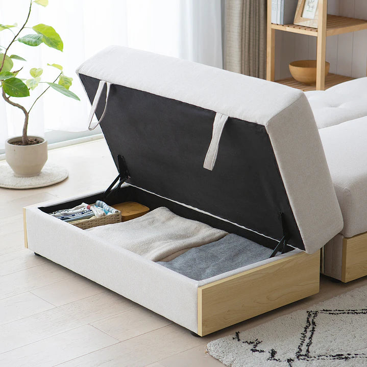 Charlie Sofa Bed | Multifunctional Sofa Bed with Storage Ottoman & Built-In Side Table
