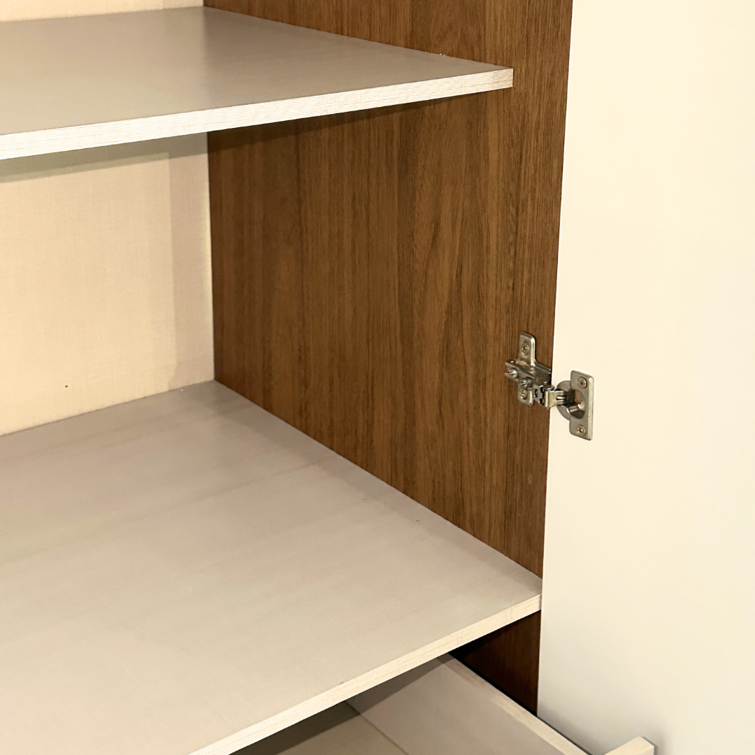 Hope Wardrobe | Modern 4-Door Storage Cabinet in Freijo & Off White