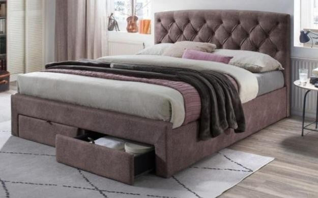 Asuka Queen Bed Frame | Light Brown/Dark Brown Bed Frame with Drawers – Queen Size (60”x75”)