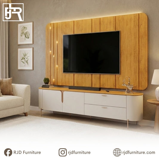Celina TV Stand with Panel | Modern Entertainment Cabinet with 4 Storage Cabinets