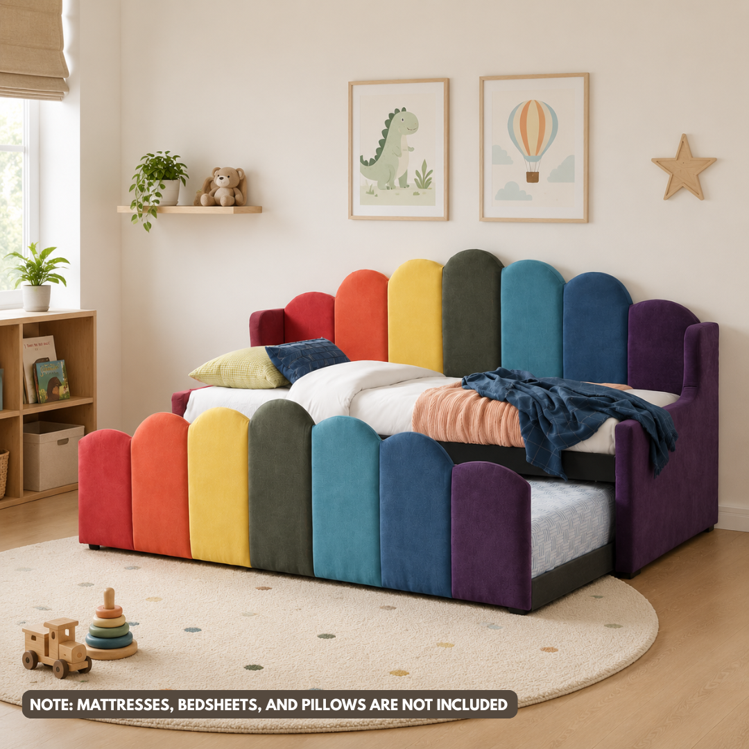 Inigo Daybed | Pull-Out Daybed with Rainbow Design – 36”x75”