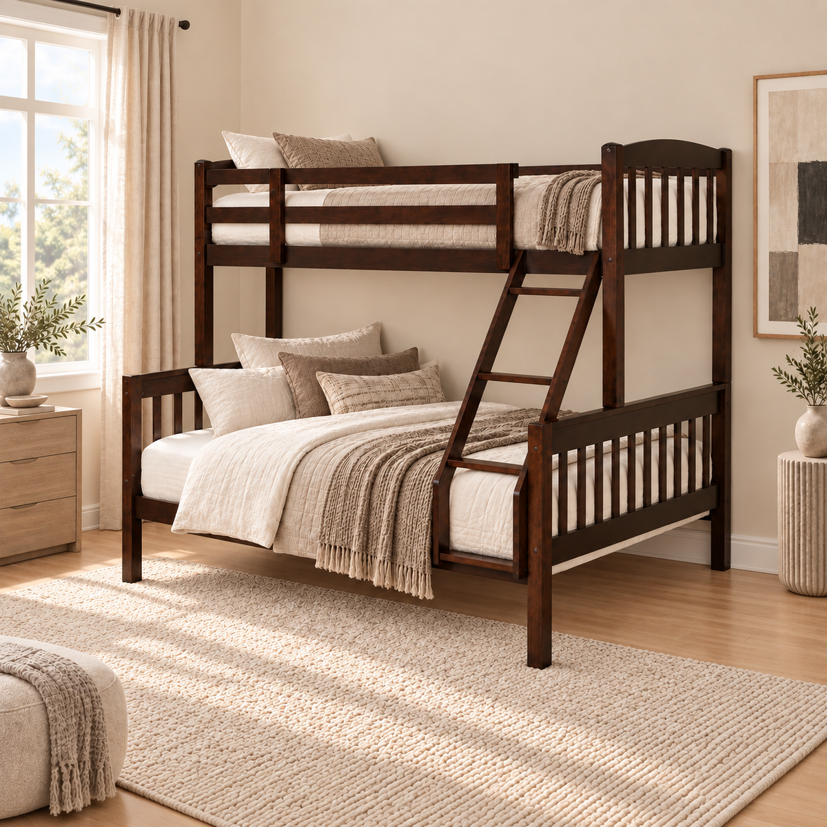 SCARLETT Bunk Bed | Space-Saving Wooden Bunk Bed – Dark Brown Finish