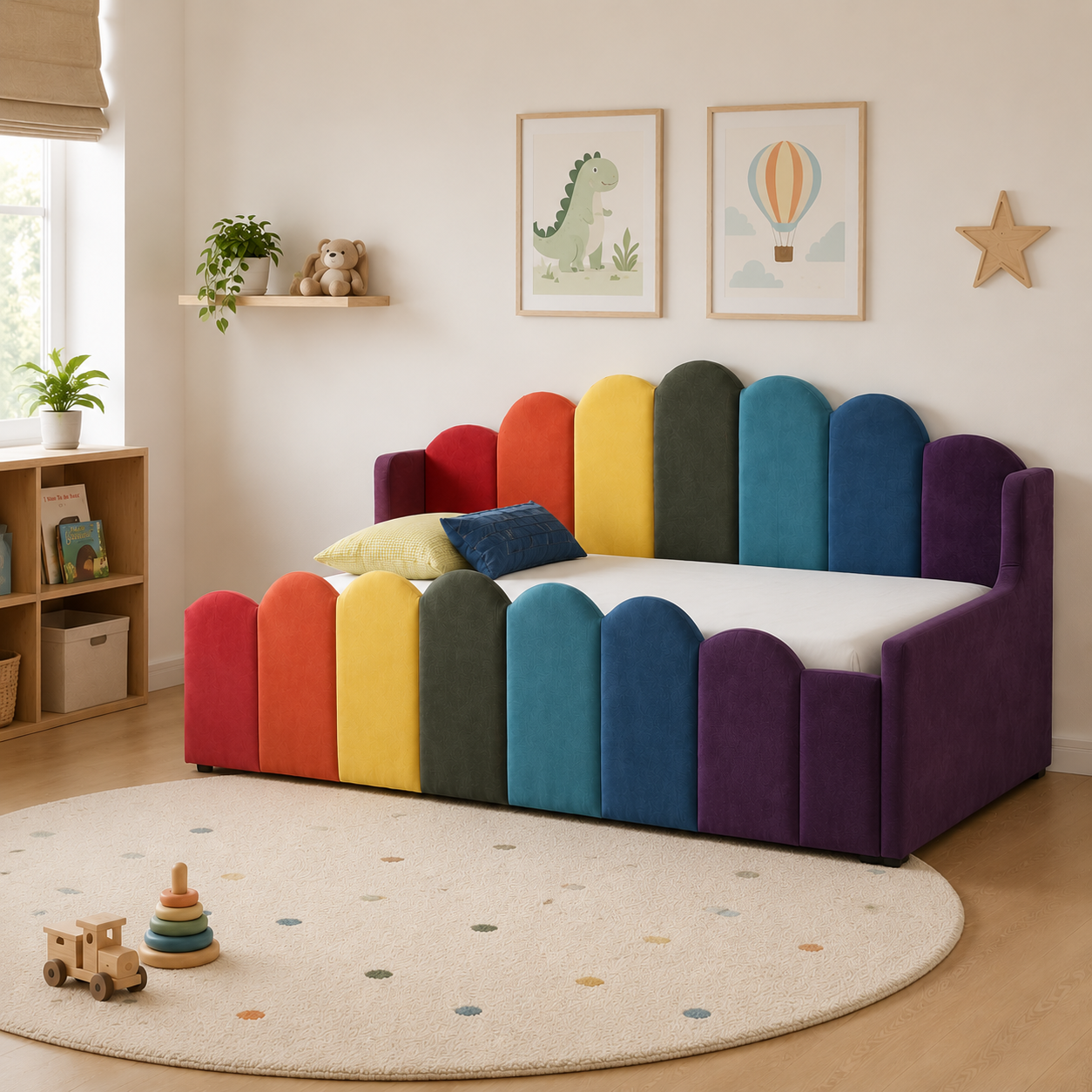 Inigo Daybed | Pull-Out Daybed with Rainbow Design – 36”x75”