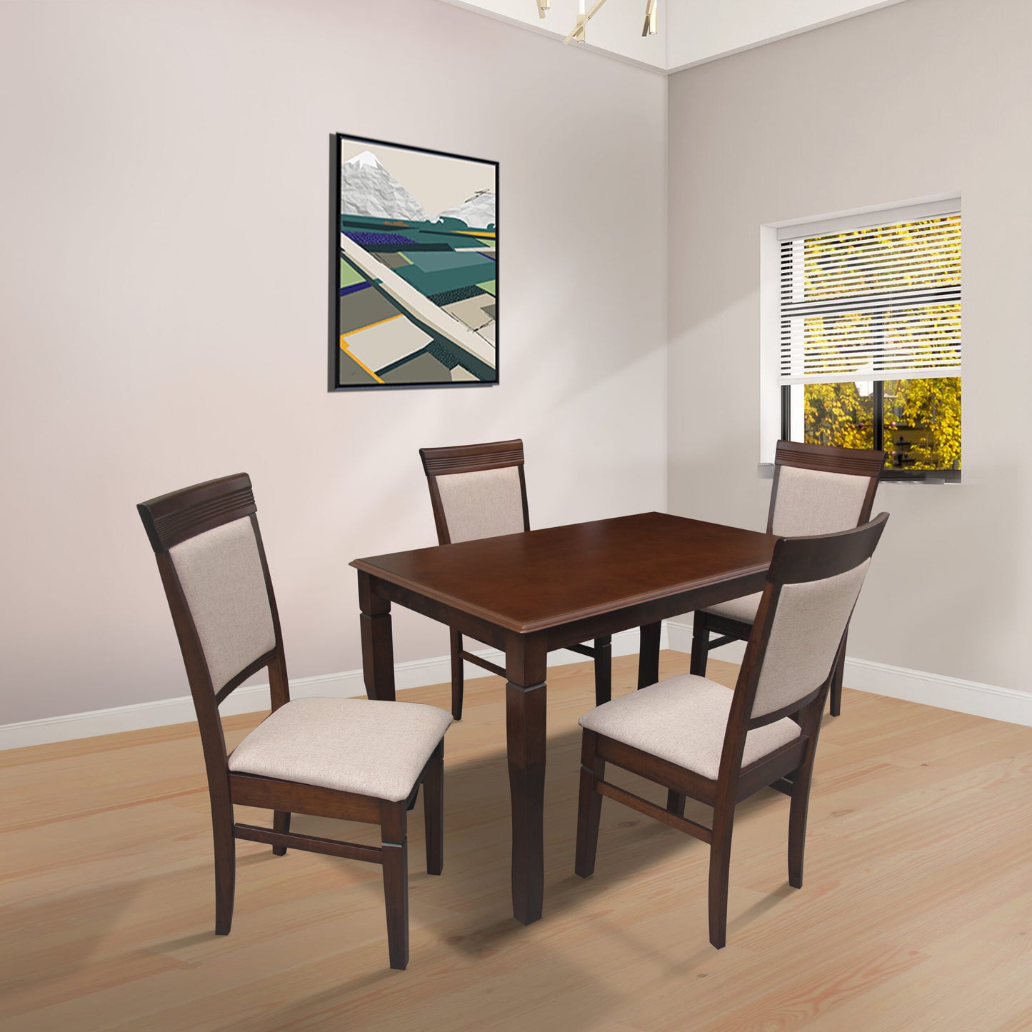 Helga Dining Set | Elegant Wooden Table with Comfortable Cushioned Chairs – 4 or 6 Seaters