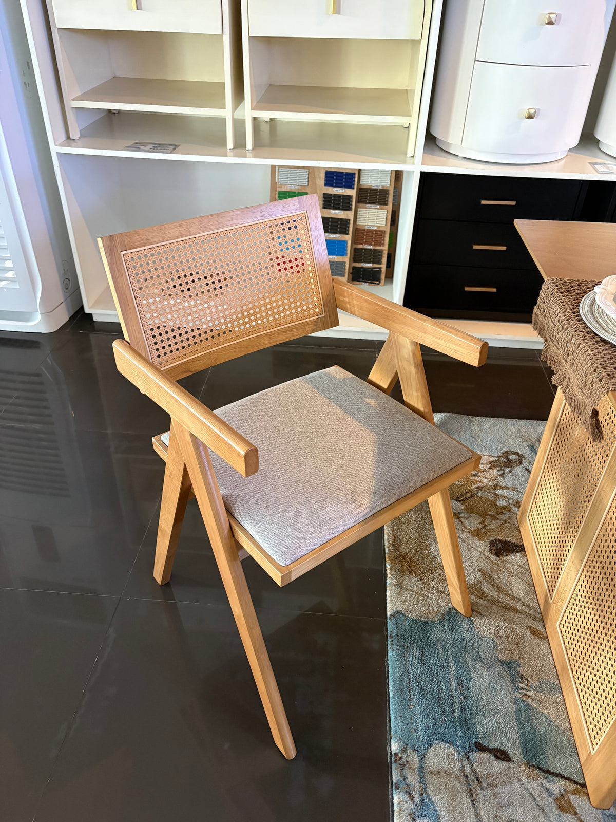 Lucio 6-Seater Solihiya Dining Set | Modern Solihiya Dining Table with Woven Chairs