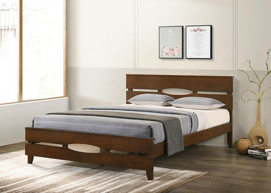 Piper Bed | Classic Wood Slatted Frame with Cutout Detail – Twin, Double & Queen