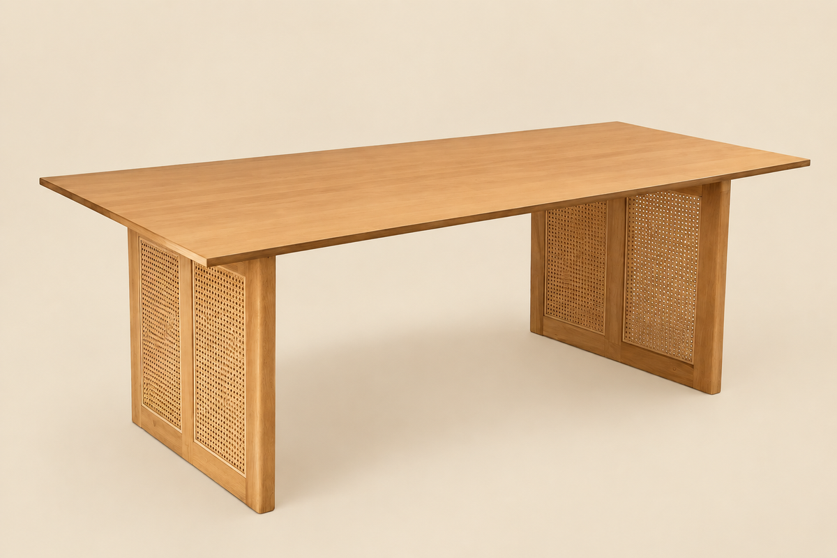 Lucio 6-Seater Solihiya Dining Set | Modern Solihiya Dining Table with Woven Chairs