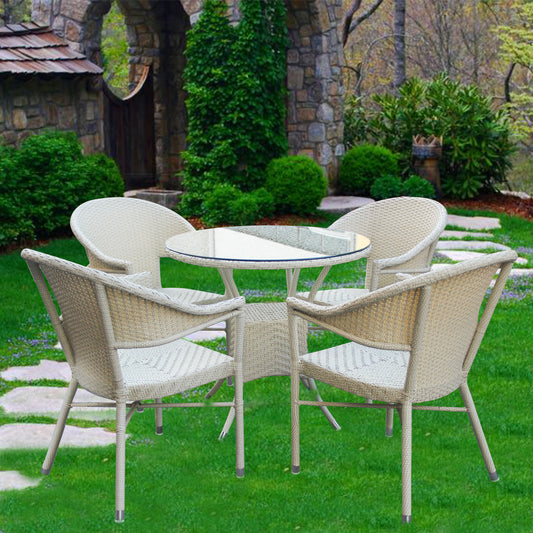 PEARL Outdoor/Coffee Set | Elegant Rattan Table with Comfortable Armchairs – 4 Seater