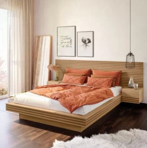 Heather Queen Size Bed | Premium Solid Mahogany, Elegant Queen Design