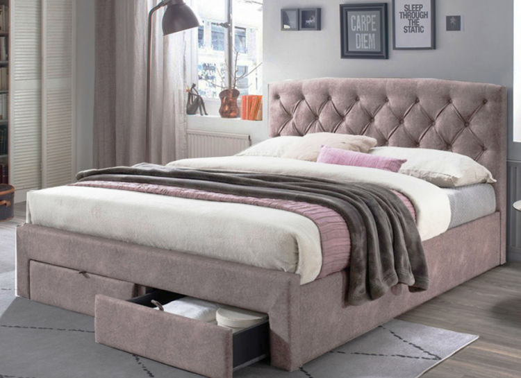 Asuka Queen Bed Frame | Light Brown/Dark Brown Bed Frame with Drawers – Queen Size (60”x75”)