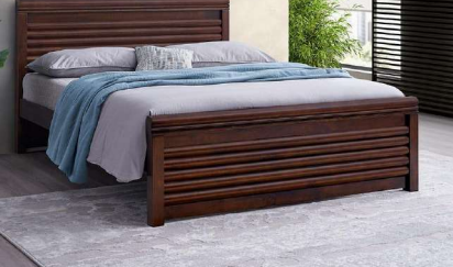 Khaila Bed | Premium Hardwood Queen/King Bed Frame in Walnut Brown – 60” x 75” / 72” x 78”