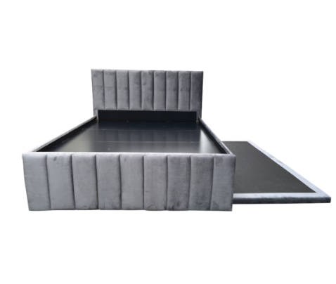 Dawn Bed | Grey Velvet Upholstered Bed with Pullout – 60” x 75” + 36” x 75”