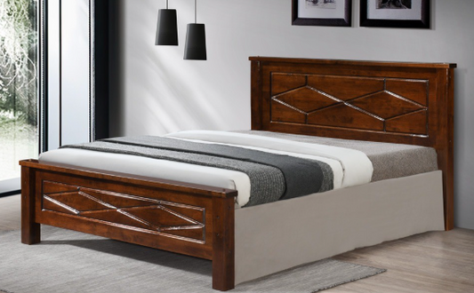 Diana Modern Bed Frame | Premium Hardwood in Warm Walnut Finish, Multiple Sizes