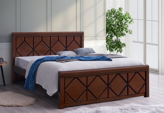 Dolly Bed | Solid Wood Frame in Walnut Brown – Sizes: 60"x75" Queen & 72"x78" King