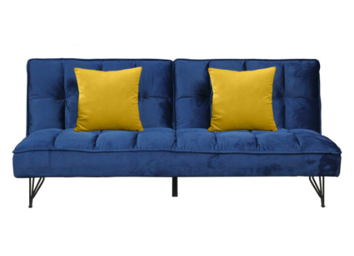 PERI Sofa Bed | Velvet Fabric Convertible Sofa with Metal Legs – Blue