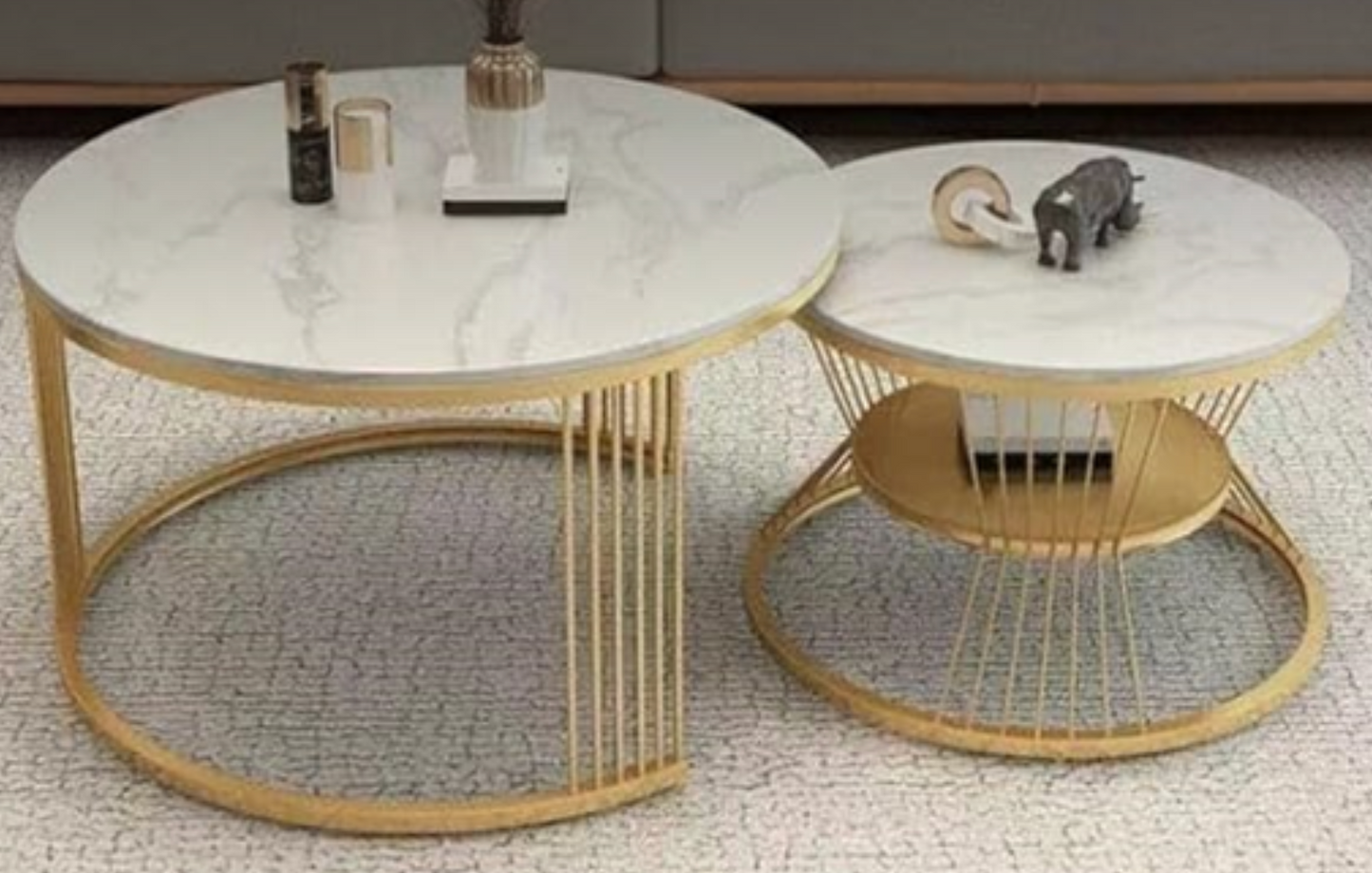 WENDY Center Table – Gold | 2-Piece Round Nesting Set