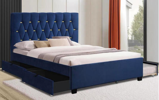 Lauren Bed | Elegant Tufted Bed with Storage Drawers + Pull-Out Bed – Queen & King