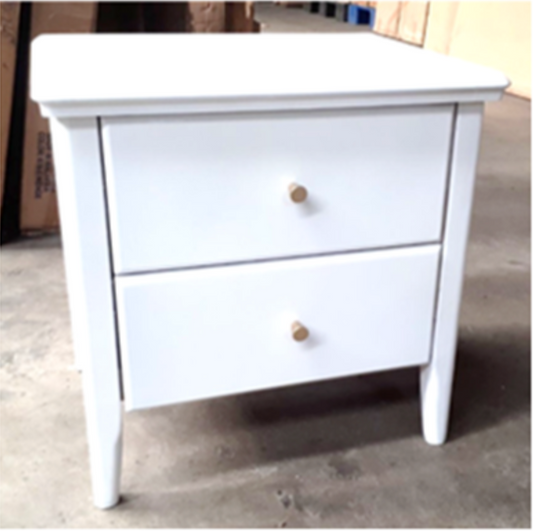 Crystal Side Table | Modern White 2-Drawer Side Table