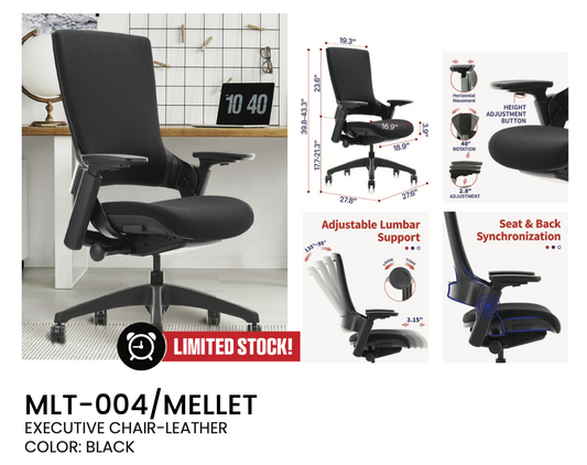 Harvey Executive Chair – Ergonomic Leather Office Chair (Black)