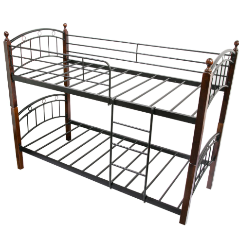 Mia Double Decker | Solid Mahogany Wood Bunk Bed with Metal Accents – 36” x 36” x 75”