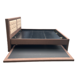Merry Bed | Two-Tone Upholstered Bed Frame with Pullout – 60” x 75” + 36” x 75”