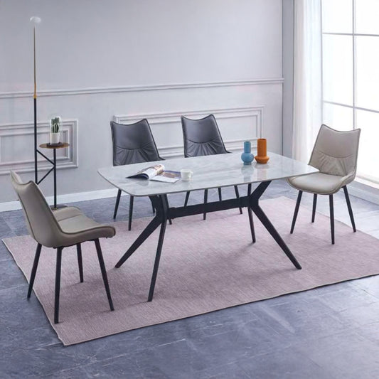 Serenity Dining Set | Modern Marble-Look Dining Table with Soft Cushioned Chairs – 6 or 8 Seaters