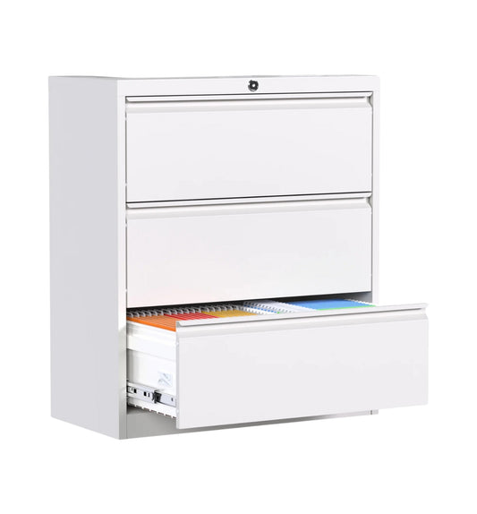 Mike Filing Cabinet – 3-Layer Lateral Filing System (Grey)