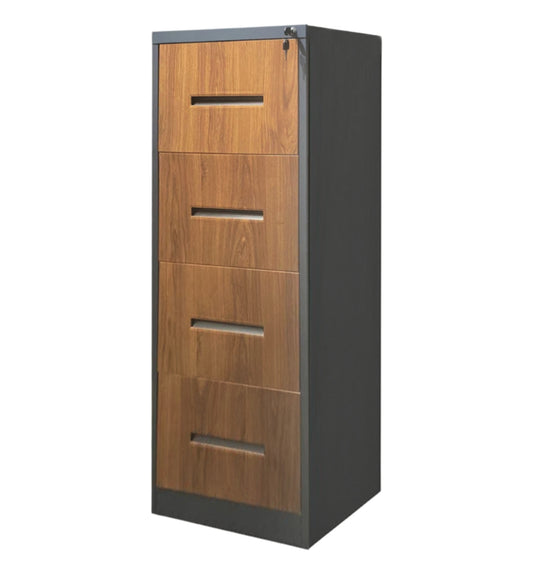 Bobby Filing Cabinet – 4-Drawer Vertical Storage (Brown/Dark Grey)