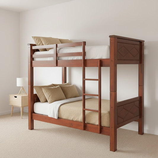 Dana Double Decker Bed Frame | Double Deck Rubberwood – Walnut