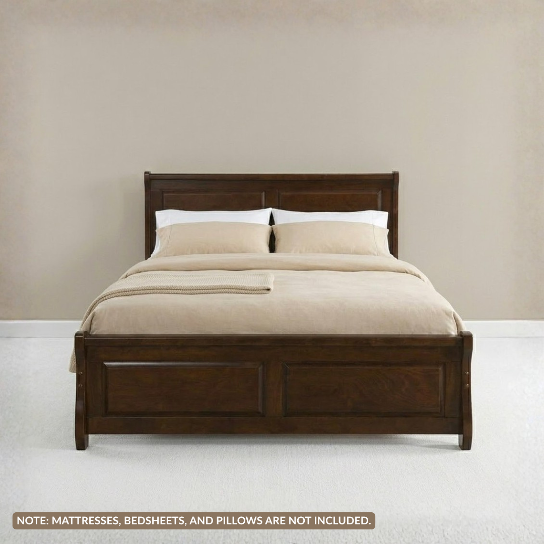 Charlie Bed | Solid Wood Panel Bed in Rich Espresso Finish – Twin to King Sizes